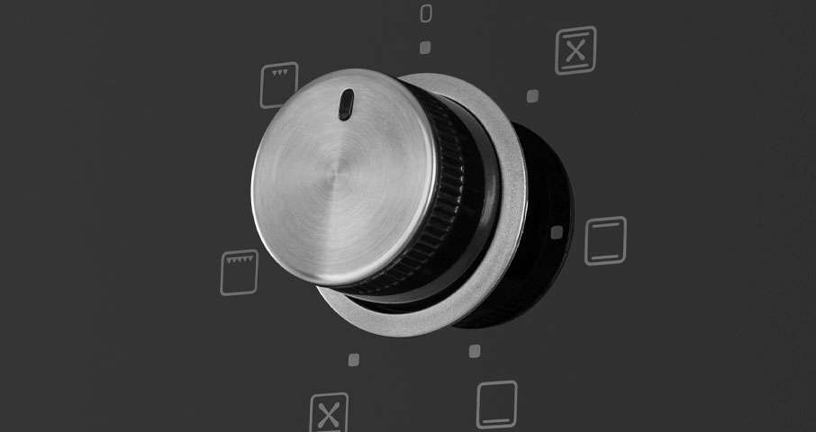 Современные поворотные ручки PUSH PULL легким нажатием убираются внутрь корпуса. Благодаря этому регулятор защищен от внешних загрязнений.