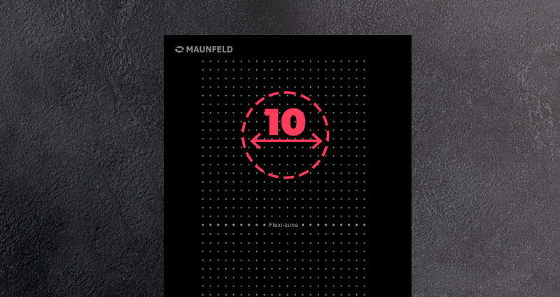 Зоны индукционной варочной поверхности втоматически подстраиваются под посуду. Они распознают размеры и формы посуды и подают тепло непосредственно в основание каждой кастрюли или сковороды.