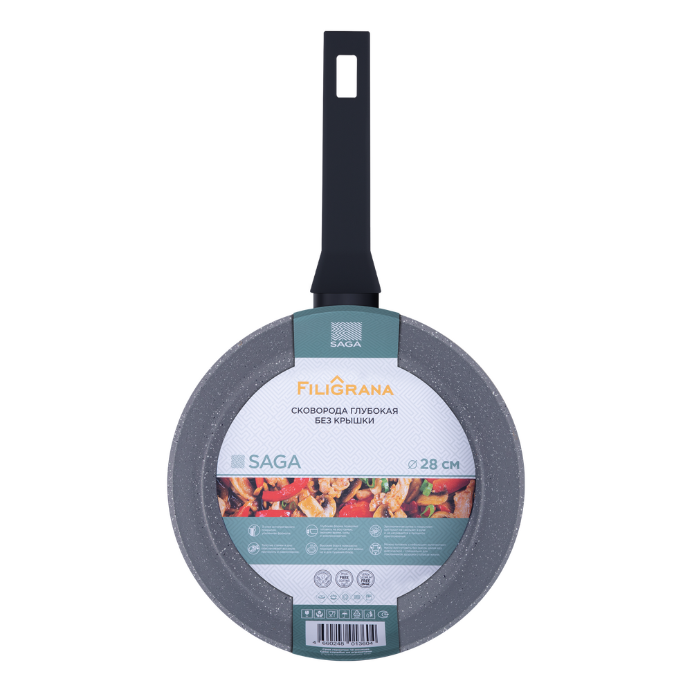 Сковорода глубокая FILIGRANA SAGA FG28SGA01DF из кованого алюминия, 28 см - фото8