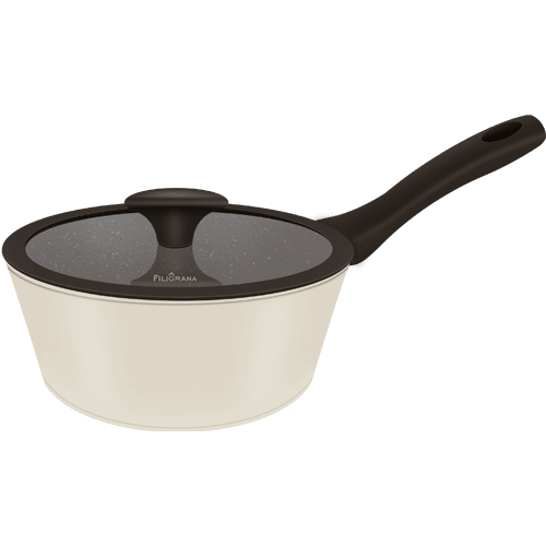 Ковш FILIGRANA EDDA FG18EDD01SP из кованого алюминия со стеклянной крышкой, 18 см