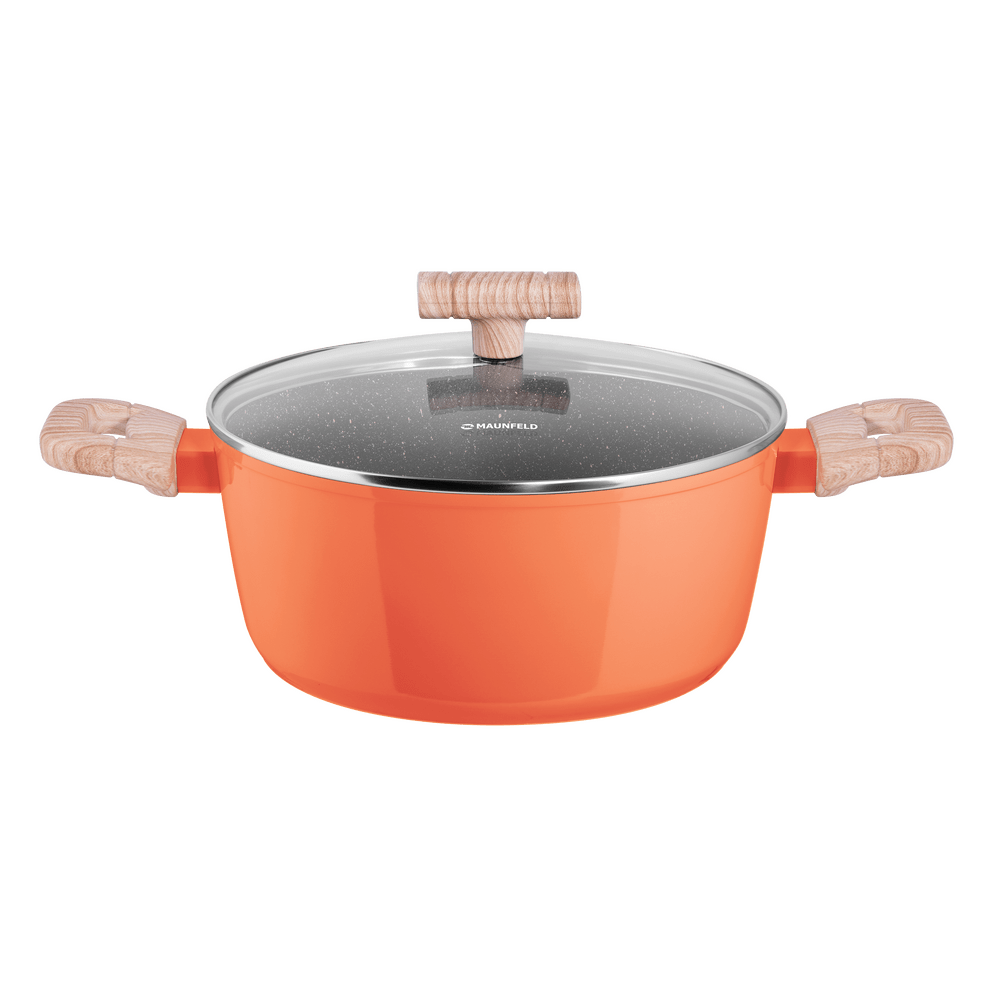 Кастрюля MAUNFELD MARTA MCS41FA06CL из кованого алюминия со стеклянной крышкой, 24 см, 4,1 л. - фото1