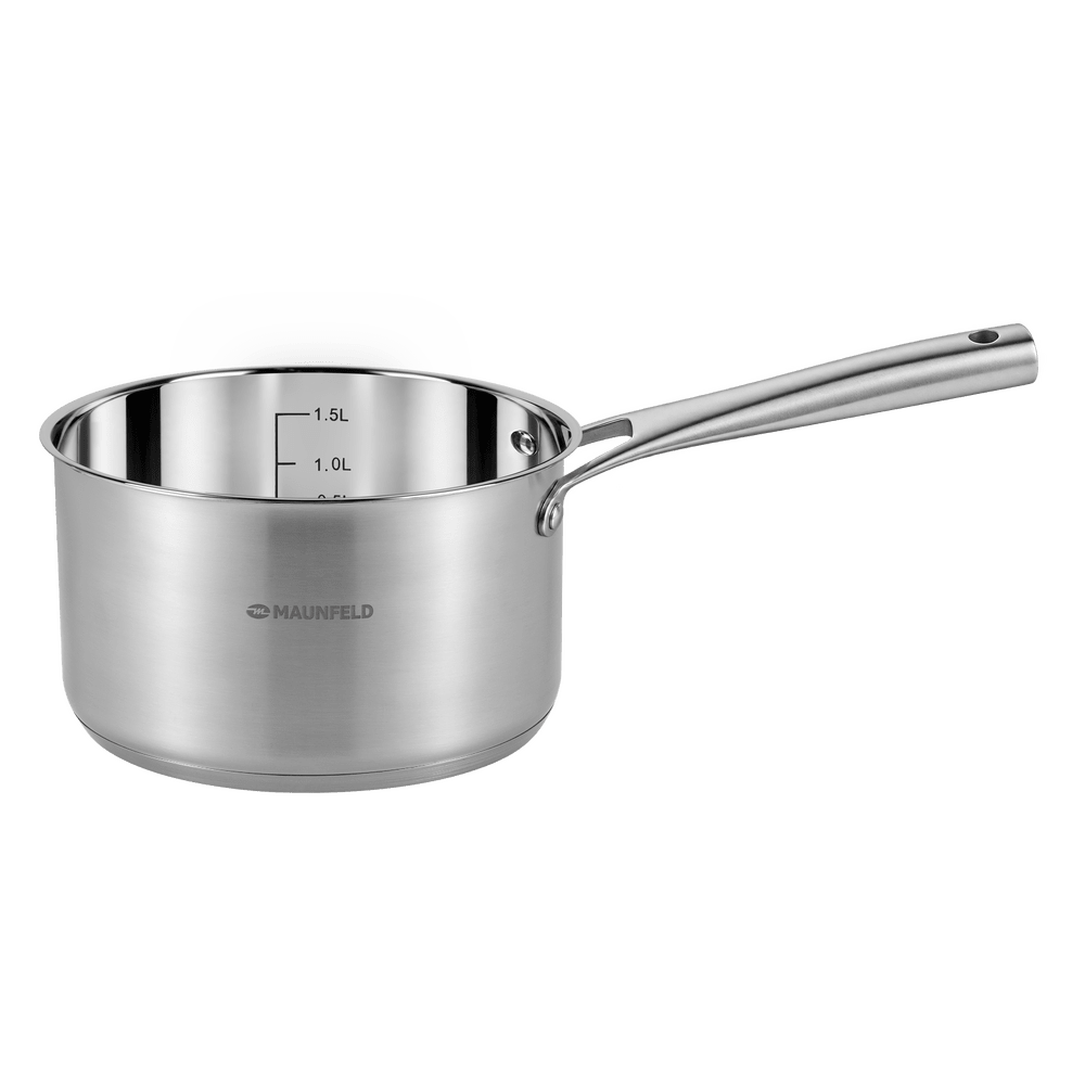 Ковш MAUNFELD FLORENCE MF18FR01SP из нержавеющей стали со стеклянной крышкой, 16 см, 1,8 л - фото3