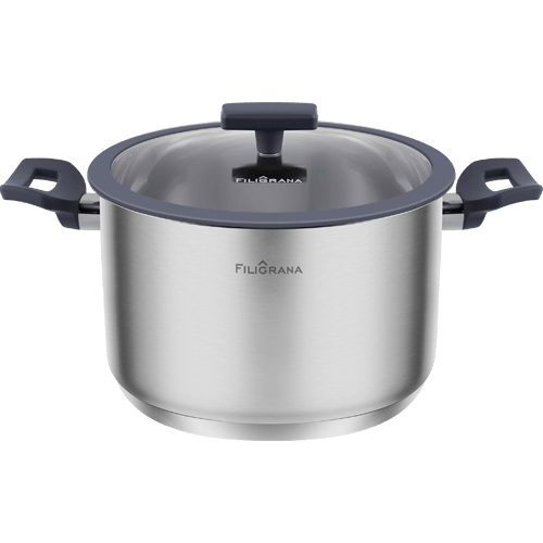 Кастрюля FILIGRANA STELLA FG50STL01CR  из&nbsp;нержавеющей стали со&nbsp;стеклянной крышкой, 22  см, 4,7&nbsp;л.