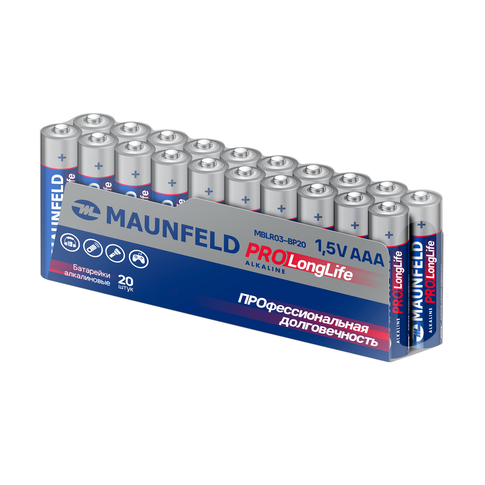 Батарейки MAUNFELD PRO Long Life Alkaline ААА(LR03) MBLR03-PB20, упаковка 20 шт. - фото1