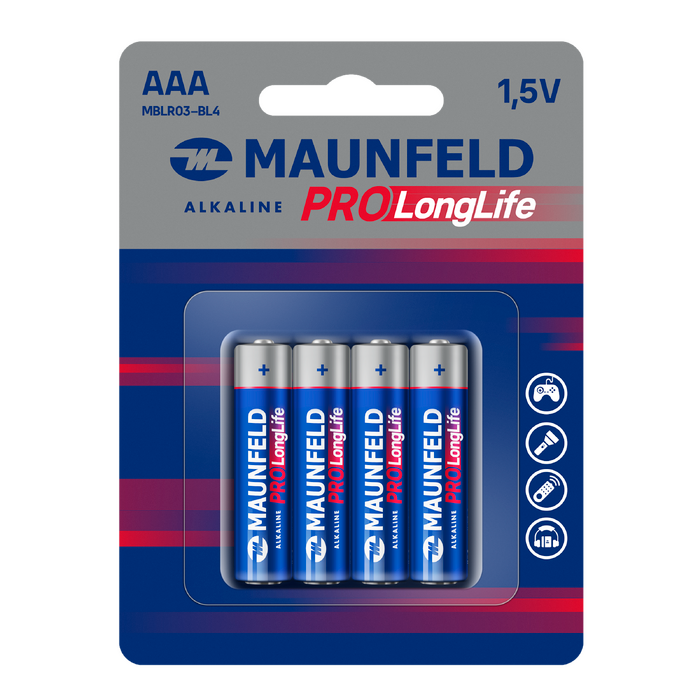 Батарейки MAUNFELD PRO Long Life Alkaline ААА(LR03) MBLR03-BL4, блистер 4&nbsp;шт.