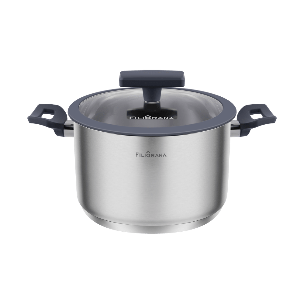 Кастрюля FILIGRANA STELLA FG20STL01CR из нержавеющей стали со стеклянной крышкой, 16 см, 1,9 л. - фото1