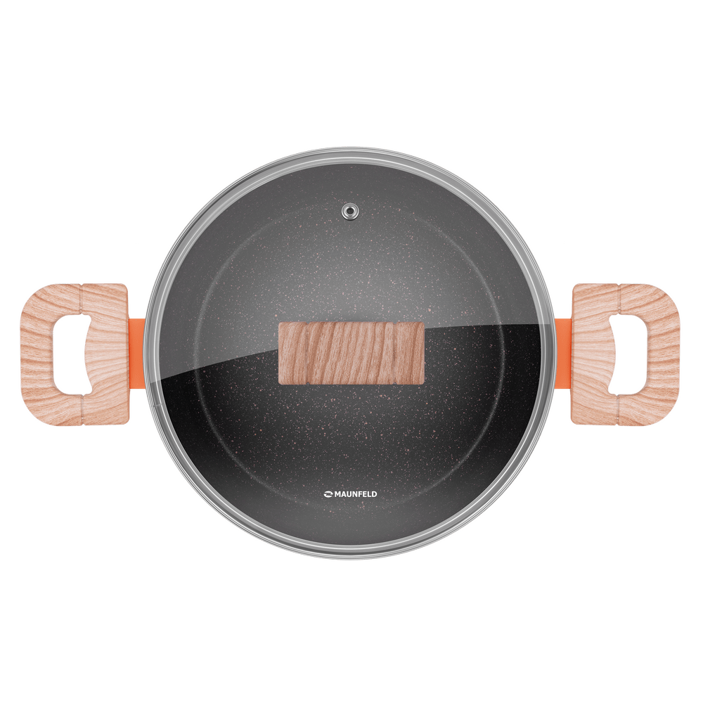 Кастрюля MAUNFELD MARTA MCS22FA06CL из кованого алюминия со стеклянной крышкой, 20 см, 2,2 л. - фото3