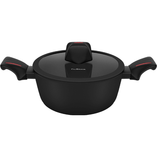 Кастрюля FILIGRANA CARITA FG20CRT01CS из кованого алюминия со стеклянной крышкой, 20 см