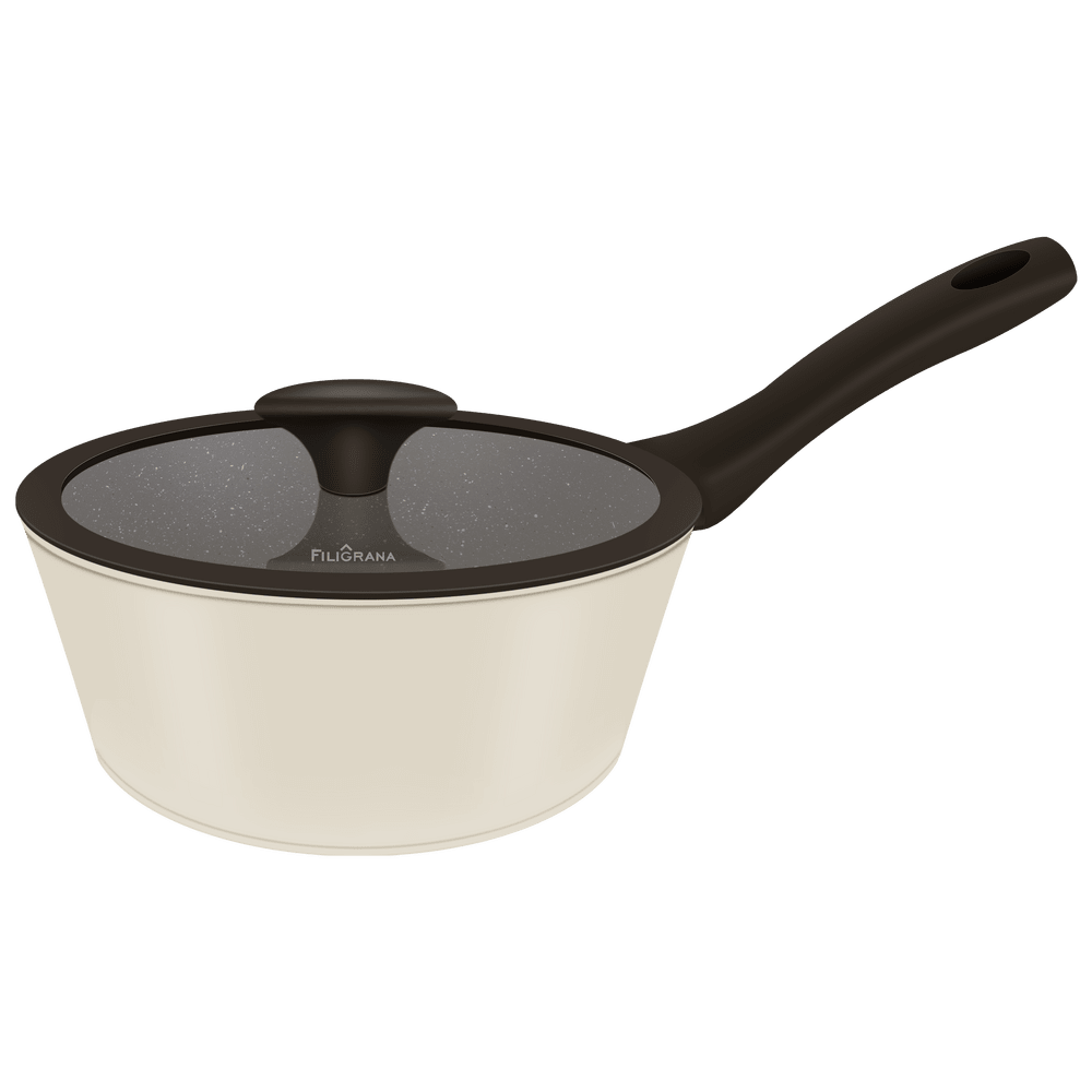 Ковш FILIGRANA EDDA FG18EDD01SP из кованого алюминия со стеклянной крышкой, 18 см - фото1