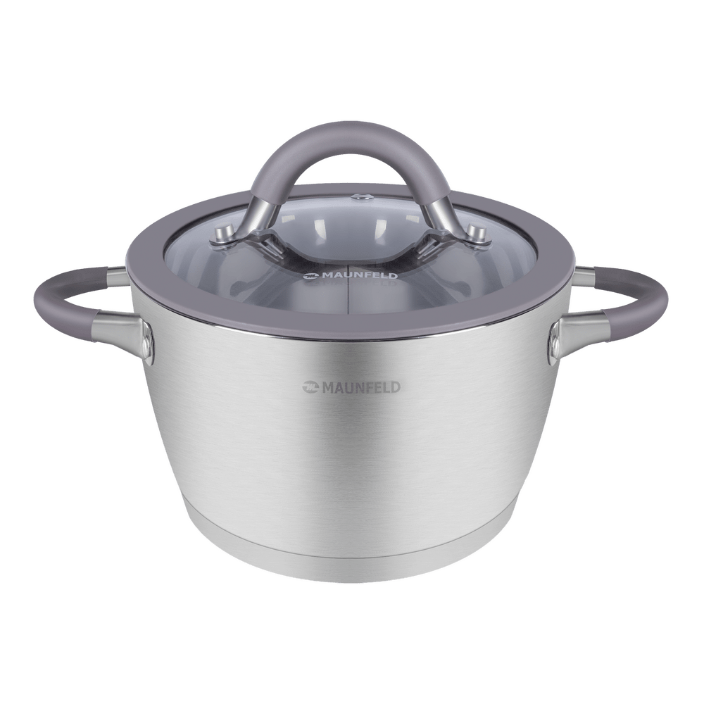 Кастрюля MAUNFELD LEONA MF40LN01CR из нержавеющей стали со стеклянной крышкой, 20 см, 3,2 л. - фото1