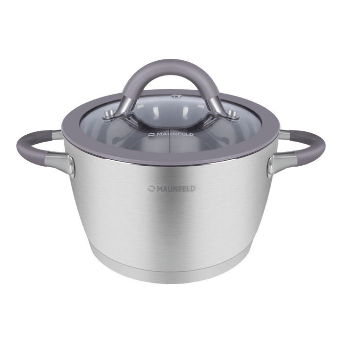 Кастрюля MAUNFELD LEONA MF40LN01CR из&nbsp;нержавеющей стали со&nbsp;стеклянной крышкой, 20&nbsp;см, 3,2&nbsp;л.