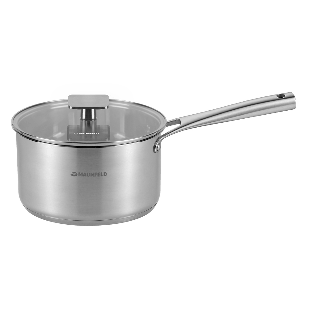 Ковш MAUNFELD FLORENCE MF18FR01SP из нержавеющей стали со стеклянной крышкой, 16 см, 1,8 л - фото2