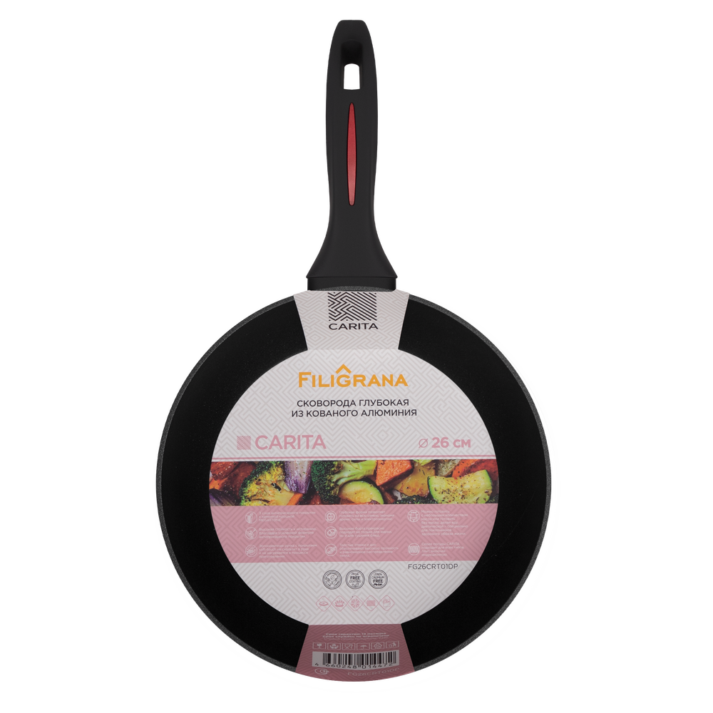 Сковорода глубокая FILIGRANA CARITA FG26CRT01DP из кованого алюминия, 26 см - фото4