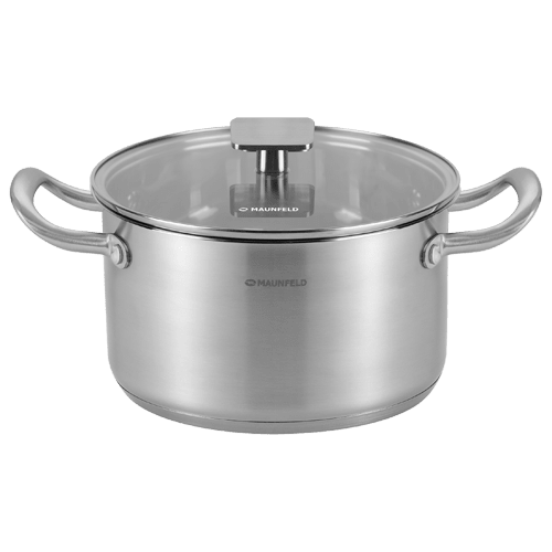 Кастрюля MAUNFELD FLORENCE MF36FR01CR из&nbsp;нержавеющей стали со&nbsp;стеклянной крышкой, 20см, 3,6&nbsp;л