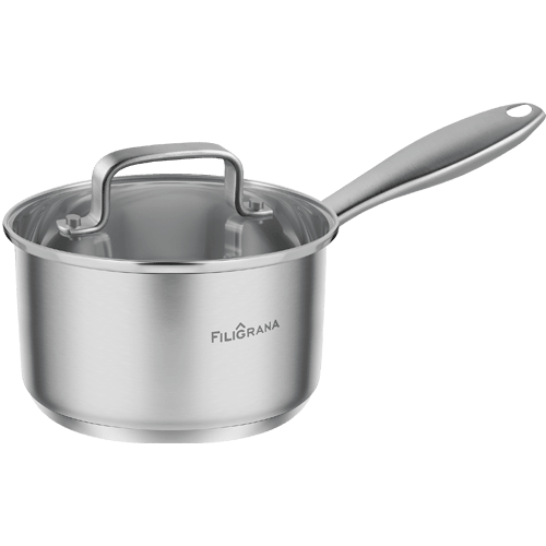 Ковш FILIGRANA MOLLY FG18MLL01SP из&nbsp;нержавеющей стали со&nbsp;стеклянной крышкой, 16&nbsp;см, 1,8  л.