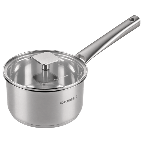 Ковш MAUNFELD FLORENCE MF18FR01SP из&nbsp;нержавеющей стали со&nbsp;стеклянной крышкой, 16&nbsp;см, 1,8&nbsp;л