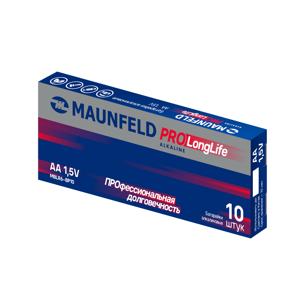 Батарейки MAUNFELD PRO Long Life Alkaline AA (LR6) MBLR6-PB10, упаковка 10 шт. - фото1