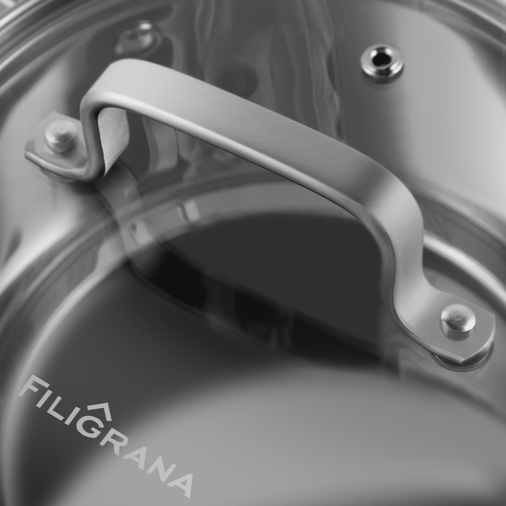Кастрюля FILIGRANA MOLLY FG20MLL01CR из нержавеющей стали со стеклянной крышкой, 16 см, 1,9 л. - фото6