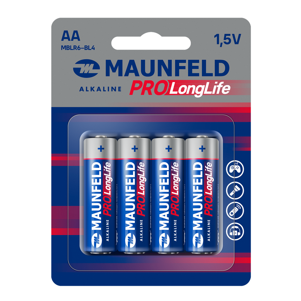 Батарейки MAUNFELD PRO Long Life Alkaline AA (LR6) MBLR6-BL4, блистер 4 шт. - фото1