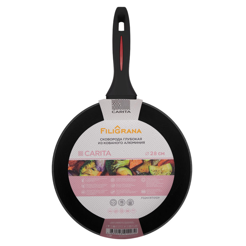 Сковорода глубокая FILIGRANA CARITA FG28CRT01DP из кованого алюминия, 28 см - фото4