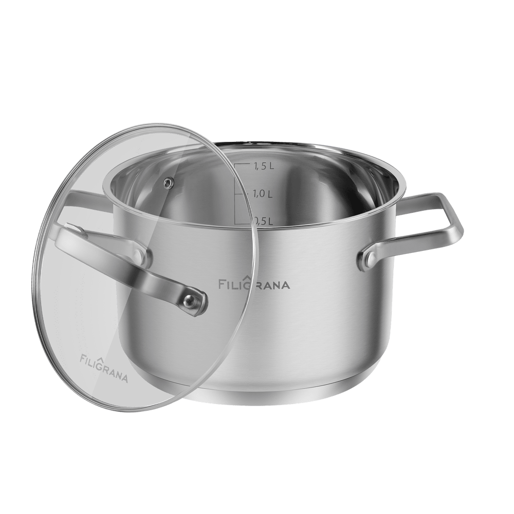 Кастрюля FILIGRANA MOLLY FG20MLL01CR из нержавеющей стали со стеклянной крышкой, 16 см, 1,9 л. - фото9