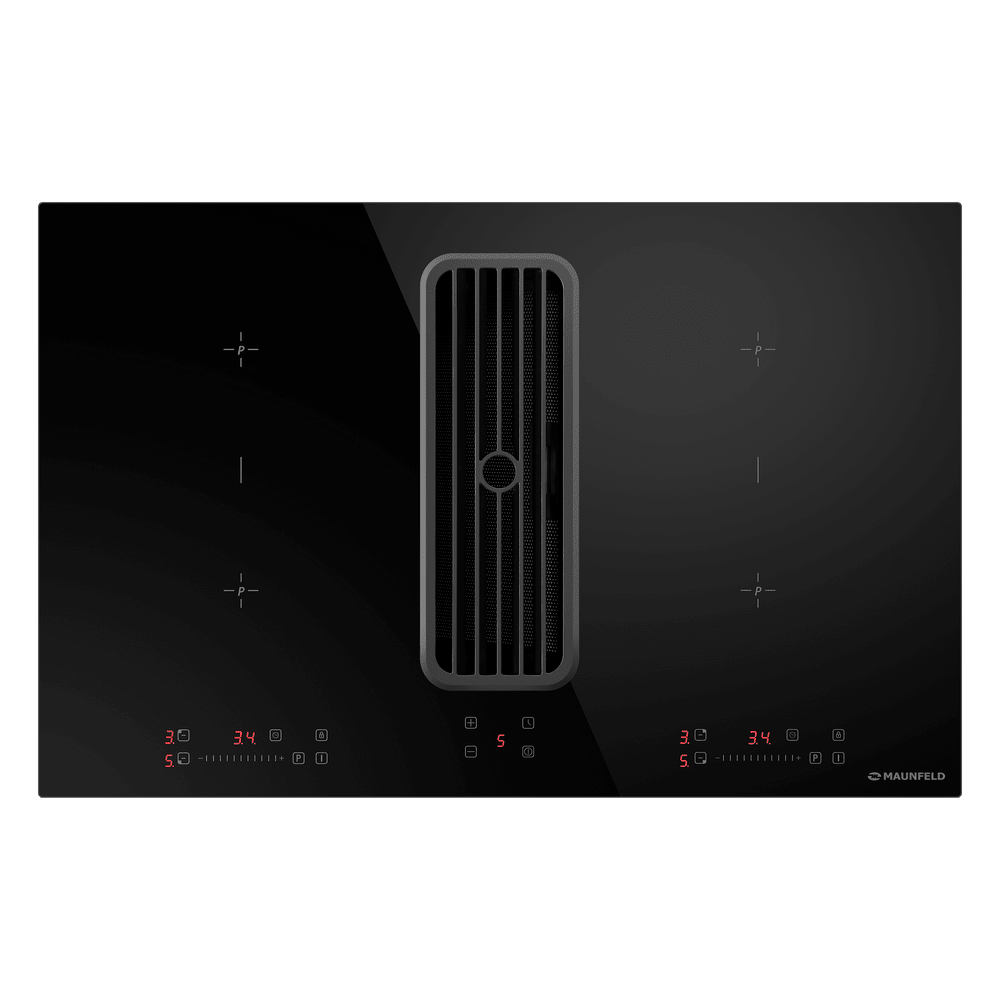 Индукционная варочная панель с интегрированной вытяжкой, объединением зон Bridge Induction MAUNFELD AVSI804SBH - фото1