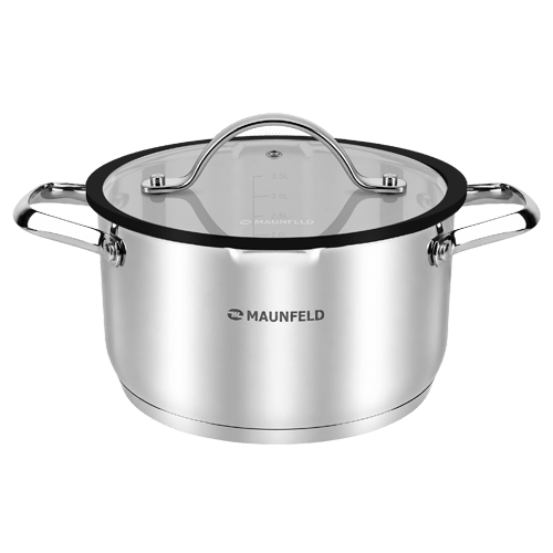 Кастрюля MAUNFELD ORIANA MF40RN01CR из&nbsp;нержавеющей стали со&nbsp;стеклянной крышкой, 20&nbsp;см, 3,6&nbsp;л