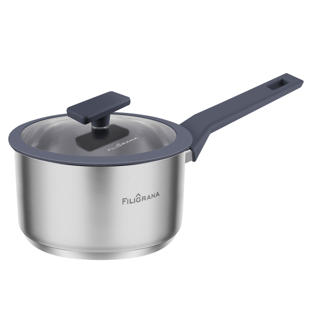 Ковш FILIGRANA STELLA FG18STL01SP из нержавеющей стали со стеклянной крышкой, 16 см, 1,8  л. - фото1