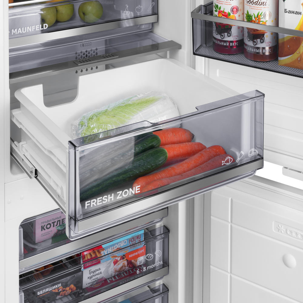 Холодильник-морозильник встраиваемый MAUNFELD MBF17754NFWHGR LUX - фото8