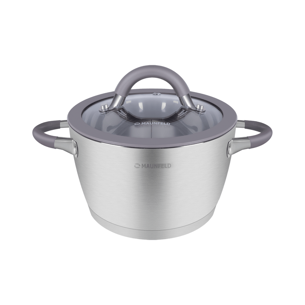 Кастрюля MAUNFELD LEONA MF20LN01CR из нержавеющей стали со стеклянной крышкой, 16 см, 1,7 л. - фото1