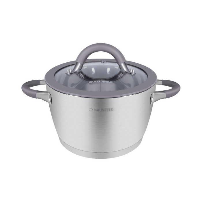 Кастрюля MAUNFELD LEONA MF20LN01CR из&nbsp;нержавеющей стали со&nbsp;стеклянной крышкой, 16&nbsp;см, 1,7&nbsp;л.