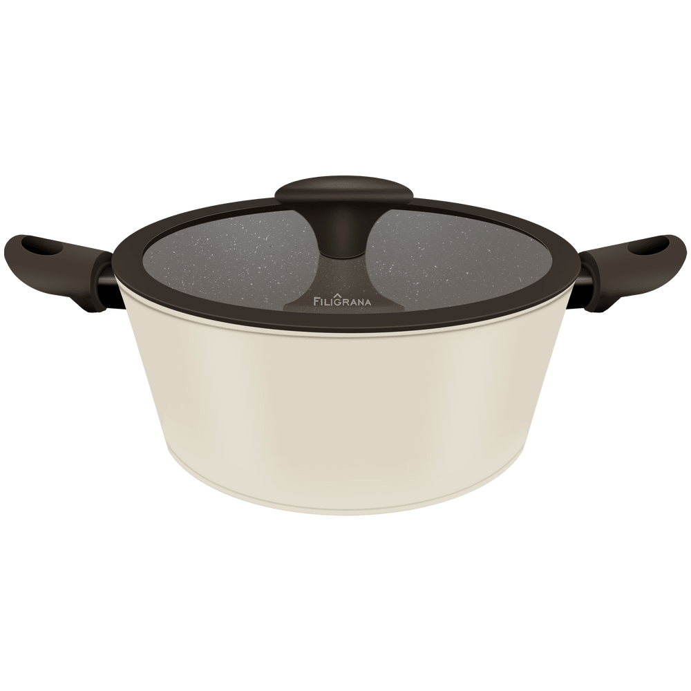 Кастрюля FILIGRANA EDDA FG24EDD01CS из кованого алюминия со стеклянной крышкой, 24 см - фото1