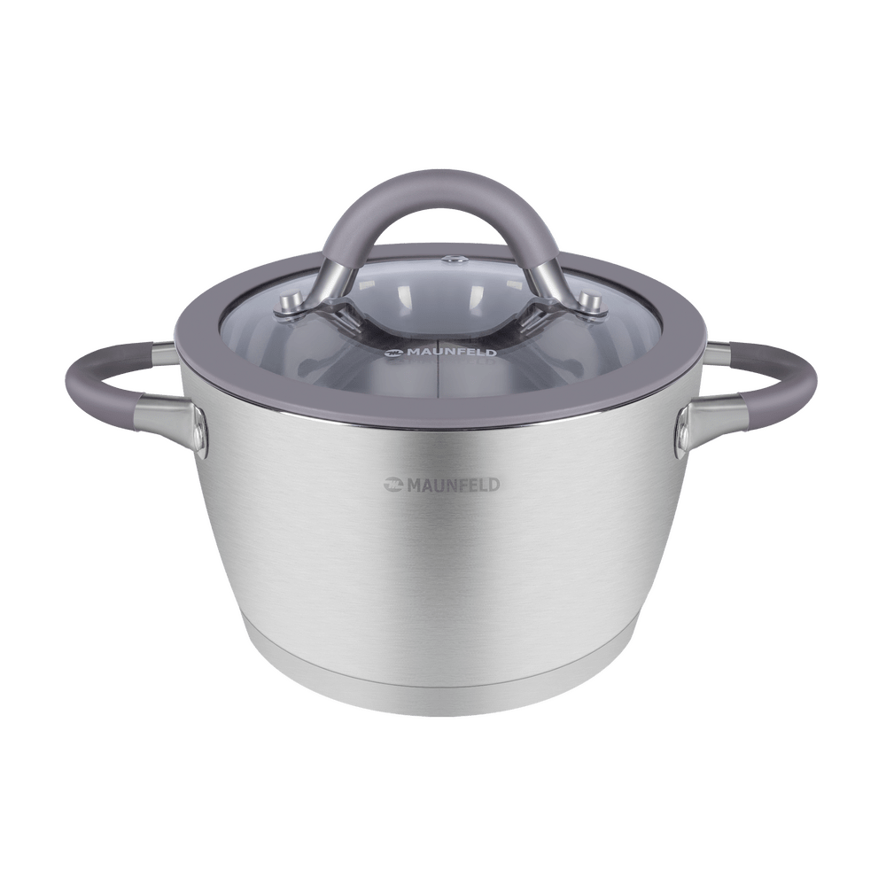 Кастрюля MAUNFELD LEONA MF30LN01CR из нержавеющей стали со стеклянной крышкой, 18 см, 2,4 л. - фото1