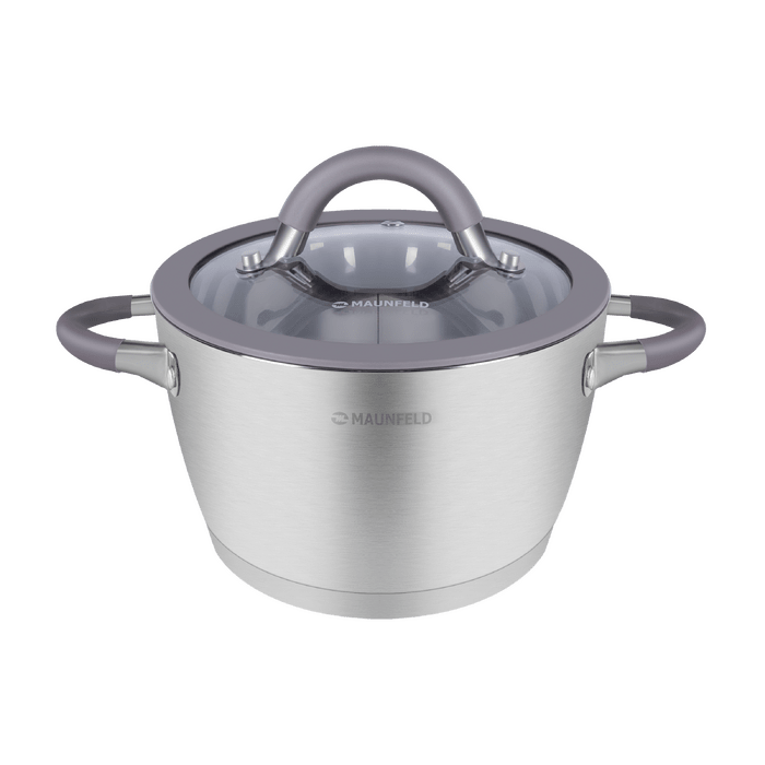 Кастрюля MAUNFELD LEONA MF30LN01CR из&nbsp;нержавеющей стали со&nbsp;стеклянной крышкой, 18&nbsp;см, 2,4&nbsp;л.