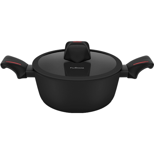 Кастрюля FILIGRANA CARITA FG24CRT01CS из кованого алюминия со стеклянной крышкой, 24 см