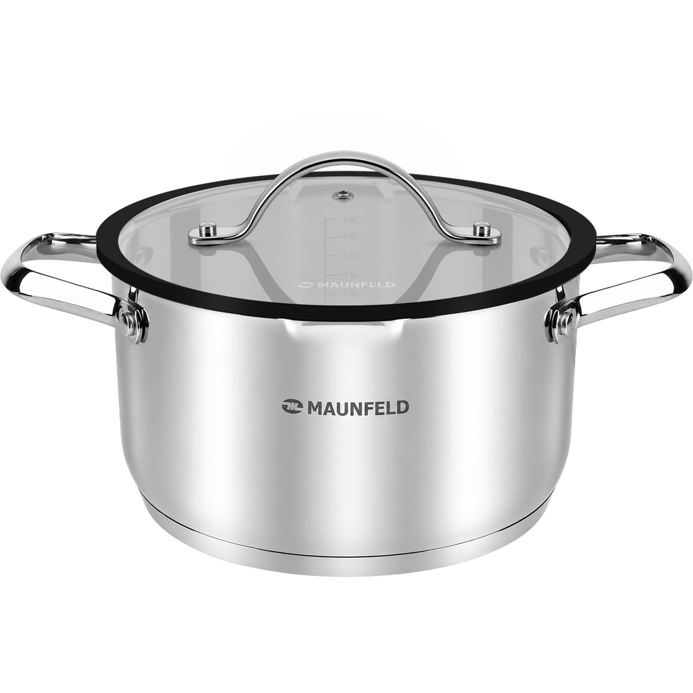 Кастрюля MAUNFELD ORIANA MF50RN01CR из нержавеющей стали со стеклянной крышкой, 22 см, 4,7 л - фото1