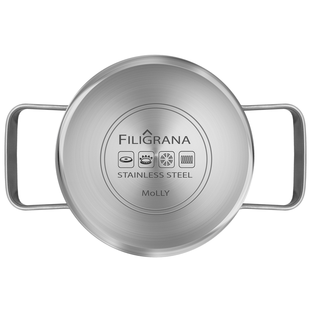 Кастрюля FILIGRANA MOLLY FG20MLL01CR из нержавеющей стали со стеклянной крышкой, 16 см, 1,9 л. - фото5