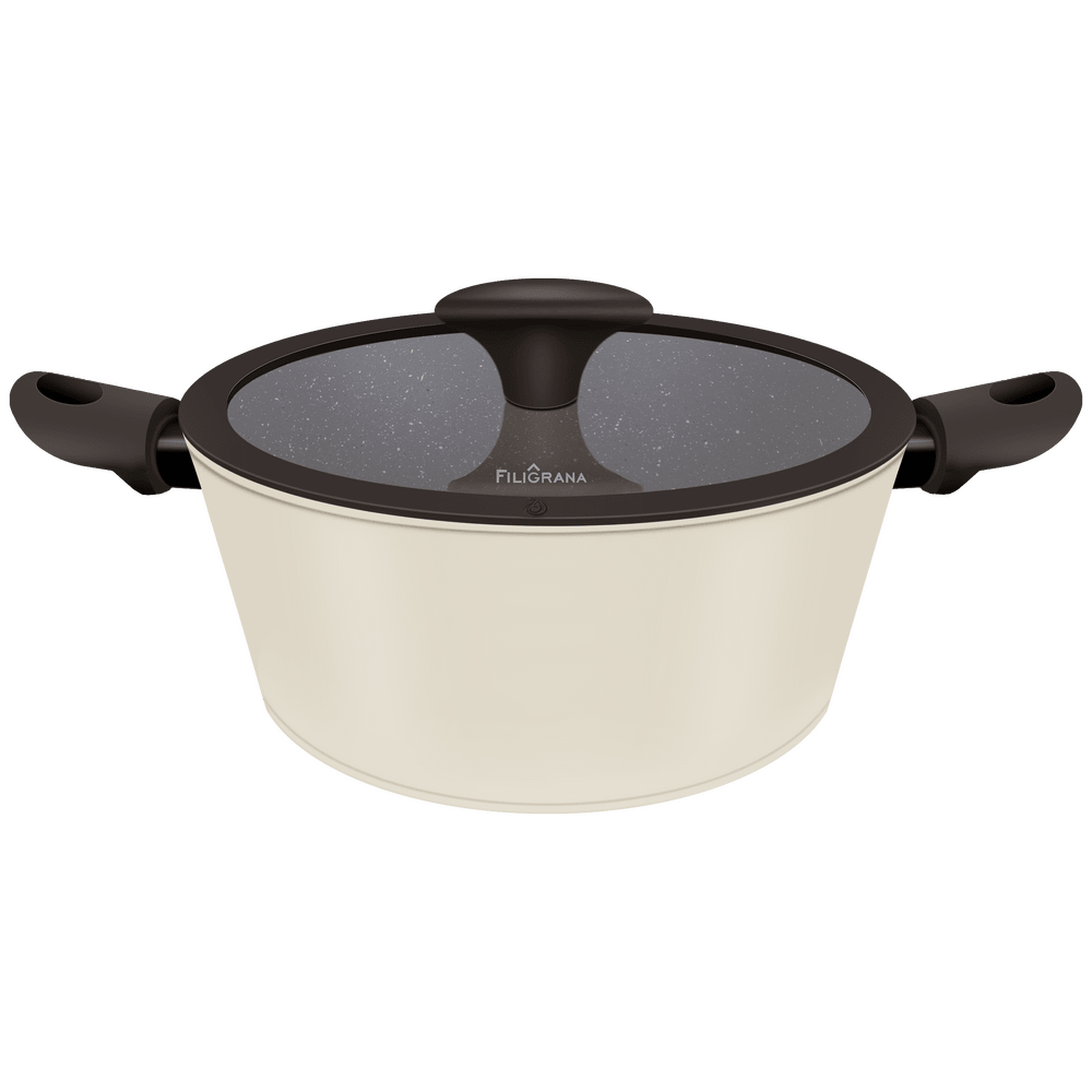 Кастрюля FILIGRANA EDDA FG24EDD01CS из кованого алюминия со стеклянной крышкой, 24 см - фото1