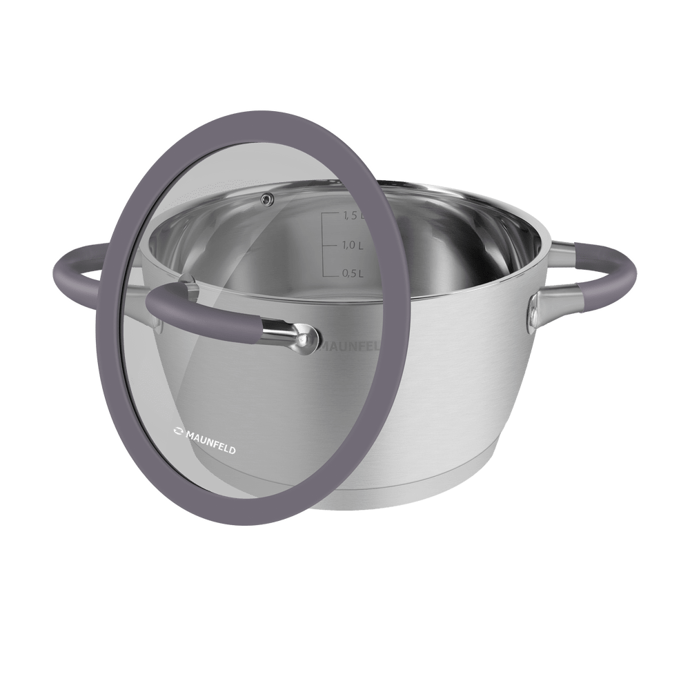 Кастрюля MAUNFELD LEONA MF20LN01CR из нержавеющей стали со стеклянной крышкой, 16 см, 1,7 л. - фото9