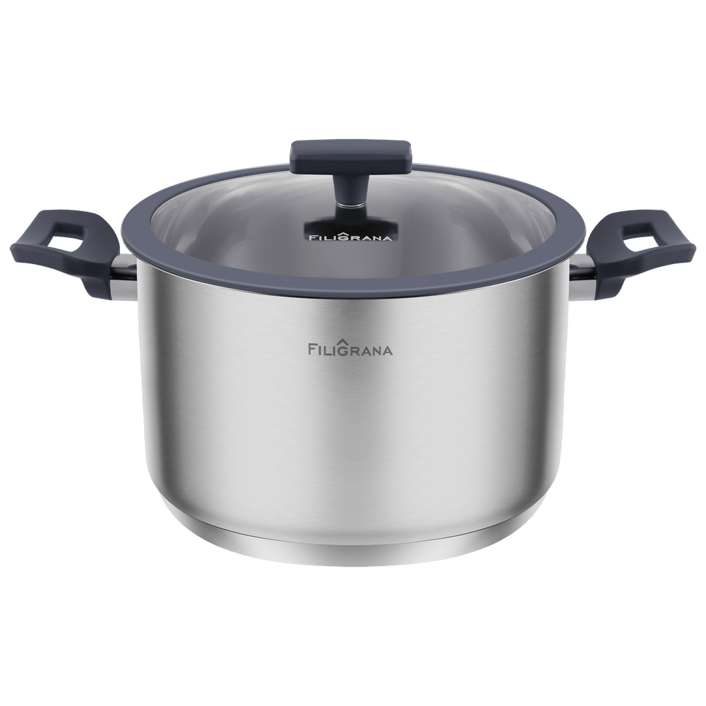 Кастрюля FILIGRANA STELLA FG50STL01CR  из нержавеющей стали со стеклянной крышкой, 22  см, 4,7 л. - фото1